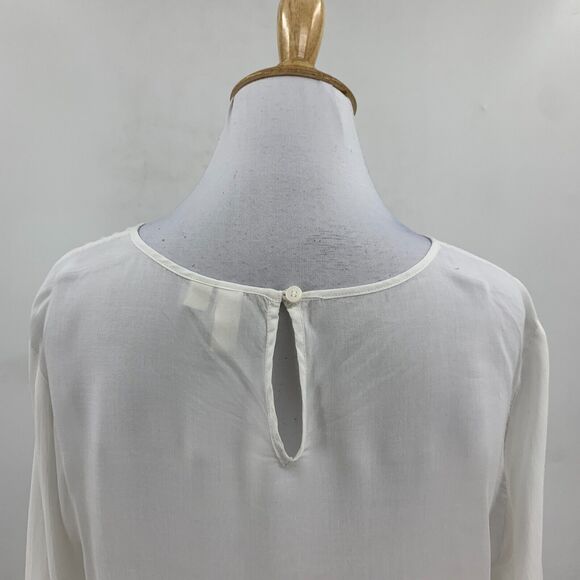 Treasure & Bond Shirt Womens XS Extra Small White Rayon Long Sleeve Sheer Top - Picture 5 of 11